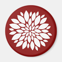 Pretty White Flower Petal Art on Red Magnet