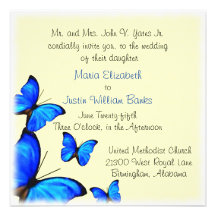 Pretty Yellow and Blue Wedding Invitation