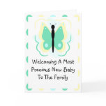 Pretty Yellow And Green Butterfl Announcement Card