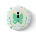 Pretty Yellow And Green Butterfly Button