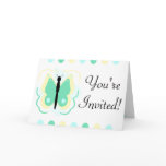 Pretty Yellow And Green Butterfly Invitation cards