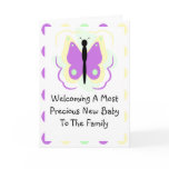 Pretty Yellow And Purple Butterf Announcement Card