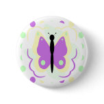 Pretty Yellow And Purple Butterfly Button