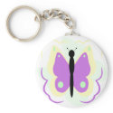 Pretty Yellow And Purple Butterfly Keychain