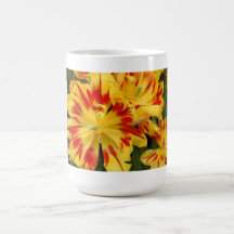 Pretty yellow & red tulip beverage mug