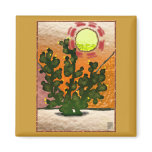 prickly pear stained glass refrigerator magnet