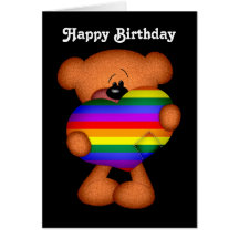 Pride Heart Teddy Bear Happy Birthday Cards