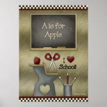 Prim Country School Setting Print