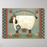 Prim Country Whimsical Sheep Poster posters
