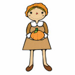 prim pilgrim girl with pumpkin photo sculptures