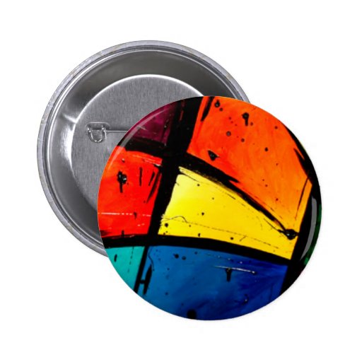 Primary Abstract Groovy Art Pinback Button