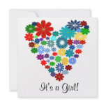 Primary Color Floral Heart Baby Shower Invitation
