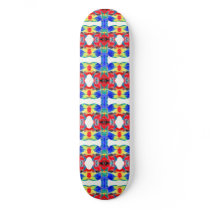 Primary Colour Kaleidoscope Paint Splat Pattern Skateboard Deck