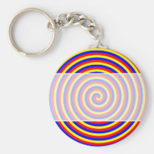 Primary Colours. Bright and Colourful Spiral. Key Chains