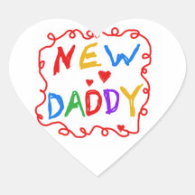 Primary Colours New Daddy Gifts Heart Stickers