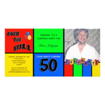 Primary Colours Photo Surprise 50th Birthday Party Photo Cards