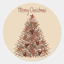 Primitive Christmas Tree Sticker