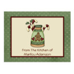 Primitive Gingerbread Man Candy Canes Recipe Cards Post Cards