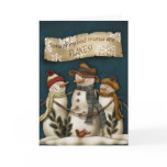 Primitive Snowman Christmas Greeting Card