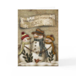 Primitive Snowman Christmas Greeting Card