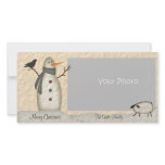 Primitive Snowman Photo Card photo cards
