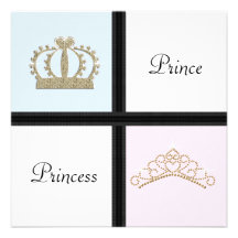 Prince and Princess Gender Reveal Personalised Invitations
