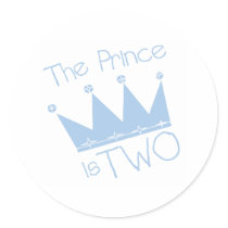 Prince Crown 2nd Birthday Round Stickers