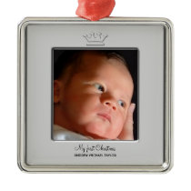 Prince Crown Baby Boy First Christmas Photo Ornament