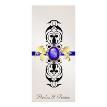 Prince & Princess Blue Jewel Wedding Program Full Colour Rack Card