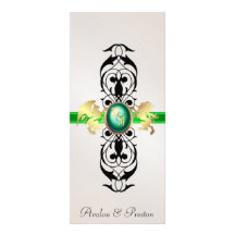 Prince & Princess Green Jewel Wedding Program Full Colour Rack Card