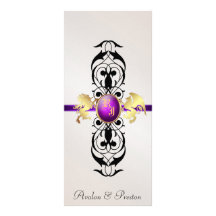 Prince & Princess Purple Jewel Wedding Program Full Colour Rack Card