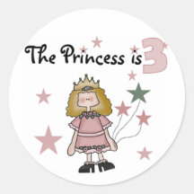 Princess 3rd Birthday Tshirts and Gifts Round Sticker