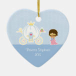 Princess and carriage girl's personalised ornament