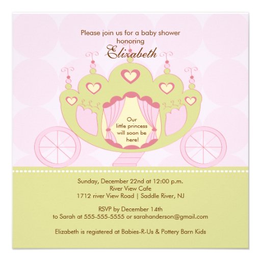 Princess Baby Shower Invitation Pretty Carriage