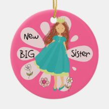 Princess Big Sister Brown Hair Christmas Ornament