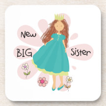 Princess Big Sister Brown Hair Drink Coasters