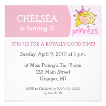 Princess Birthday Party Invitations - Blonde