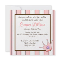 princess birthday party invite cute fun brown pink