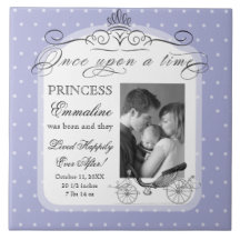 Princess Carriage Polka Dot Swirl Photo Baby Girl Ceramic Tiles