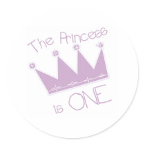 Princess Crown 1st Birthday Stickers