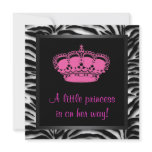 Princess Crown Hot Pink Zebra Baby Girl Shower invitations