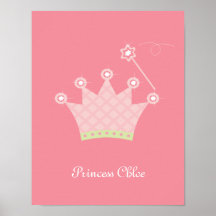 Princess Crown Personalised Kids Wall Art Posters