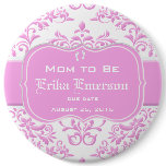 Princess Pink Floral Damask buttons