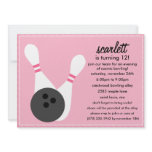 Princess Pink Pin Stripes Bowling Birthday Party Custom Invitation