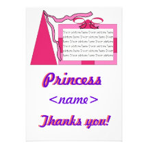 Princess Pink/Pink Hat Fifth Birthday Party Thank Personalised Invitations