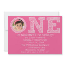 Princess Pink The Big One Photo First Birthday Announcements