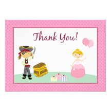 Princess & Pirate Flat Thank-You Card Personalised Invite