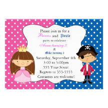 Princess Pirate Invitation with Polka Dots