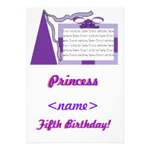 Princess Purple/Purple Hat Fifth Birthday Party In Personalized Announcements