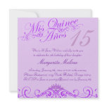 Princess Tiara Purple Quinceanera Invitation